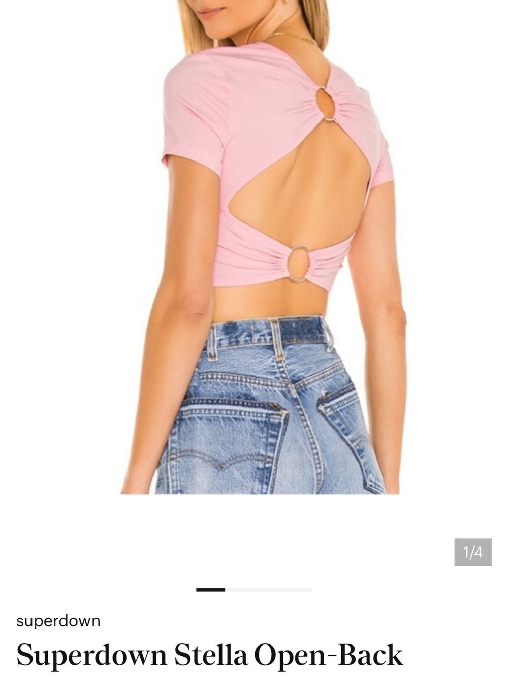 superdown Pink Open-Back Ring Detail Crop Top